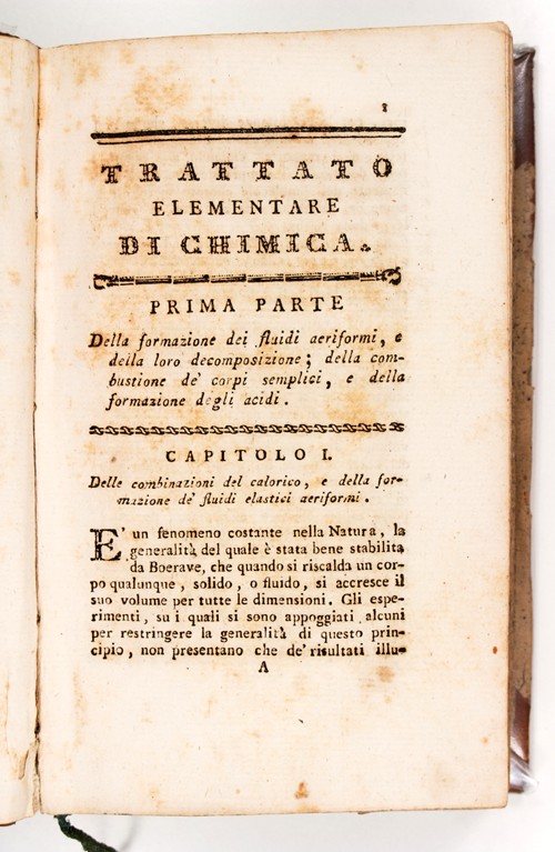 Trattato elementare di chimica con nuovo metodo esposto dopo le scoperte moderne; e con figure dal sig. Lavoisier. (...). Tomo  primo.