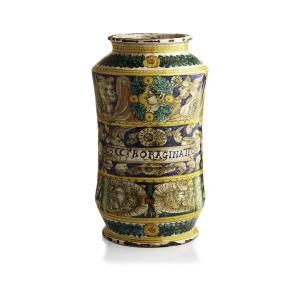 Albarello With War Trophies And Fantastic Masks